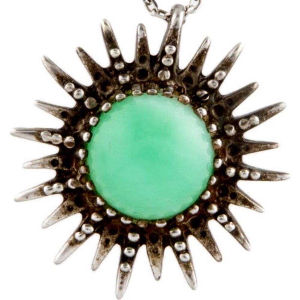ANZIE STERLING SILVER DYED CHALCEDONY PENDANT NECKLACE
